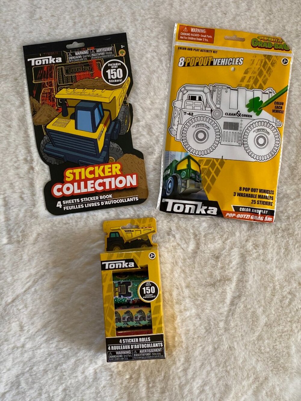 Tonka Construction Vehicle Sticker and Activity Craft Bundle 3 pieces NEW